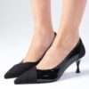 Mio Gusto Wendy Black Color Suede And Patent Leather Women's Heeled Shoes