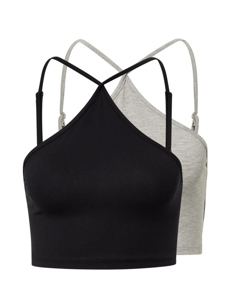 Missguided Top  világosszürke / fekete-hu