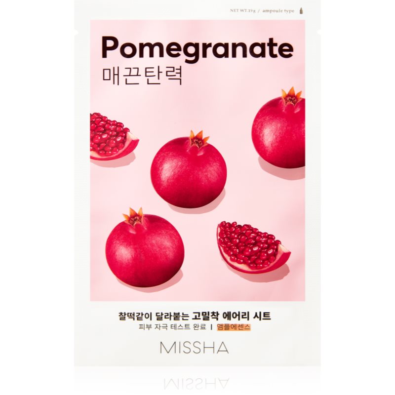 Missha Airy Fit Pomegranate arcmaszk bőrpuhító és frissítő hatással 19 g-Eredeti
