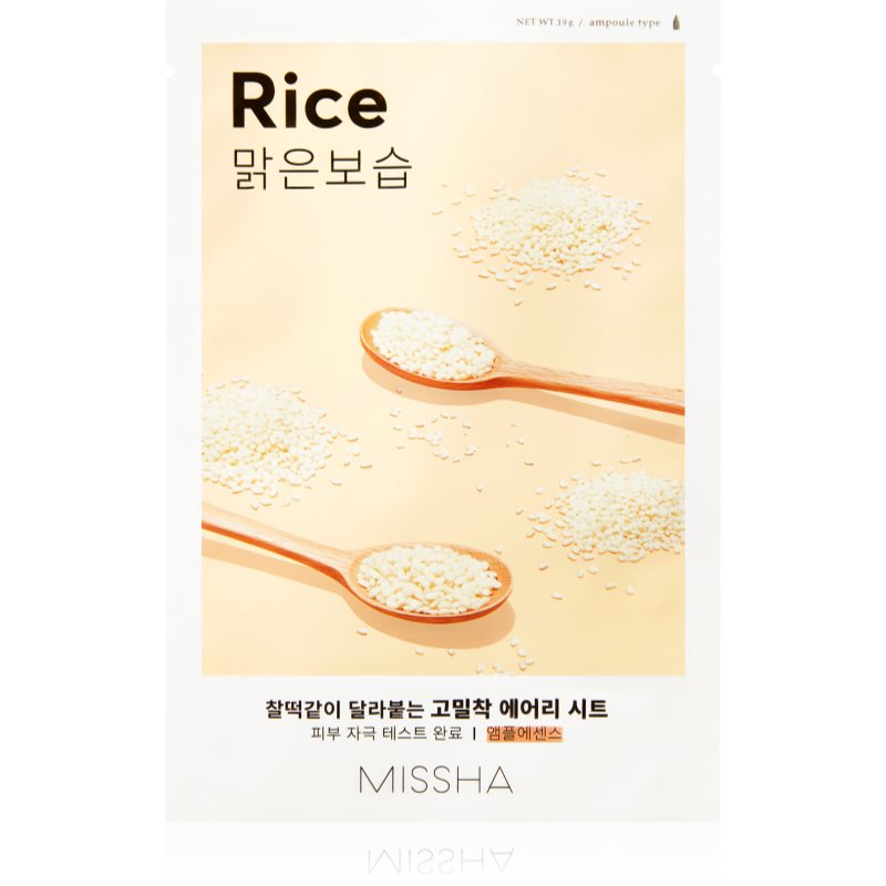 Missha Airy Fit Rice arcmaszk tisztító és frissítő hatással 19 g-Eredeti