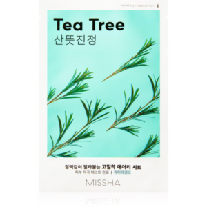 Missha Airy Fit Tea Tree arcmaszk tisztító és frissítő hatással az érzékeny arcbőrre 19 g-Eredeti