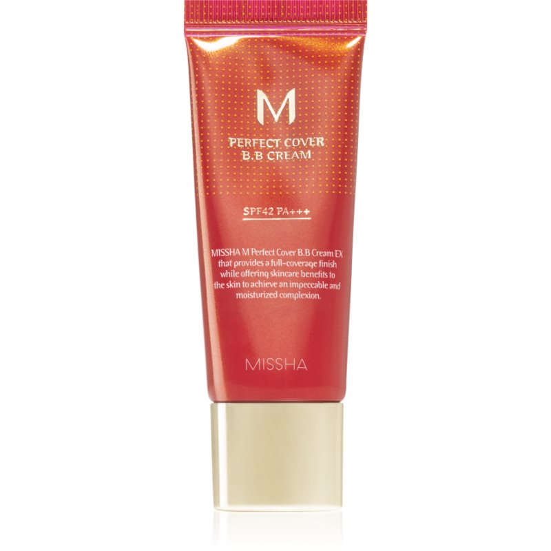 Missha M Perfect Cover BB krém nagyon magas UV védelemmel kis csomagolás árnyalat No. 13 Bright Beige SPF 42/PA+++ 20 ml-Ár