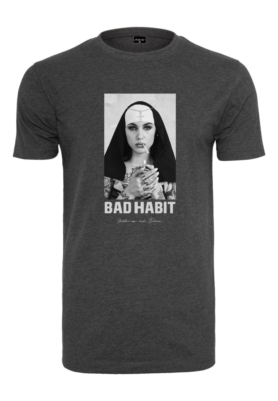 Mister Tee Póló 'Bad Habit'  sötétszürke / fekete / fehér-Hungary