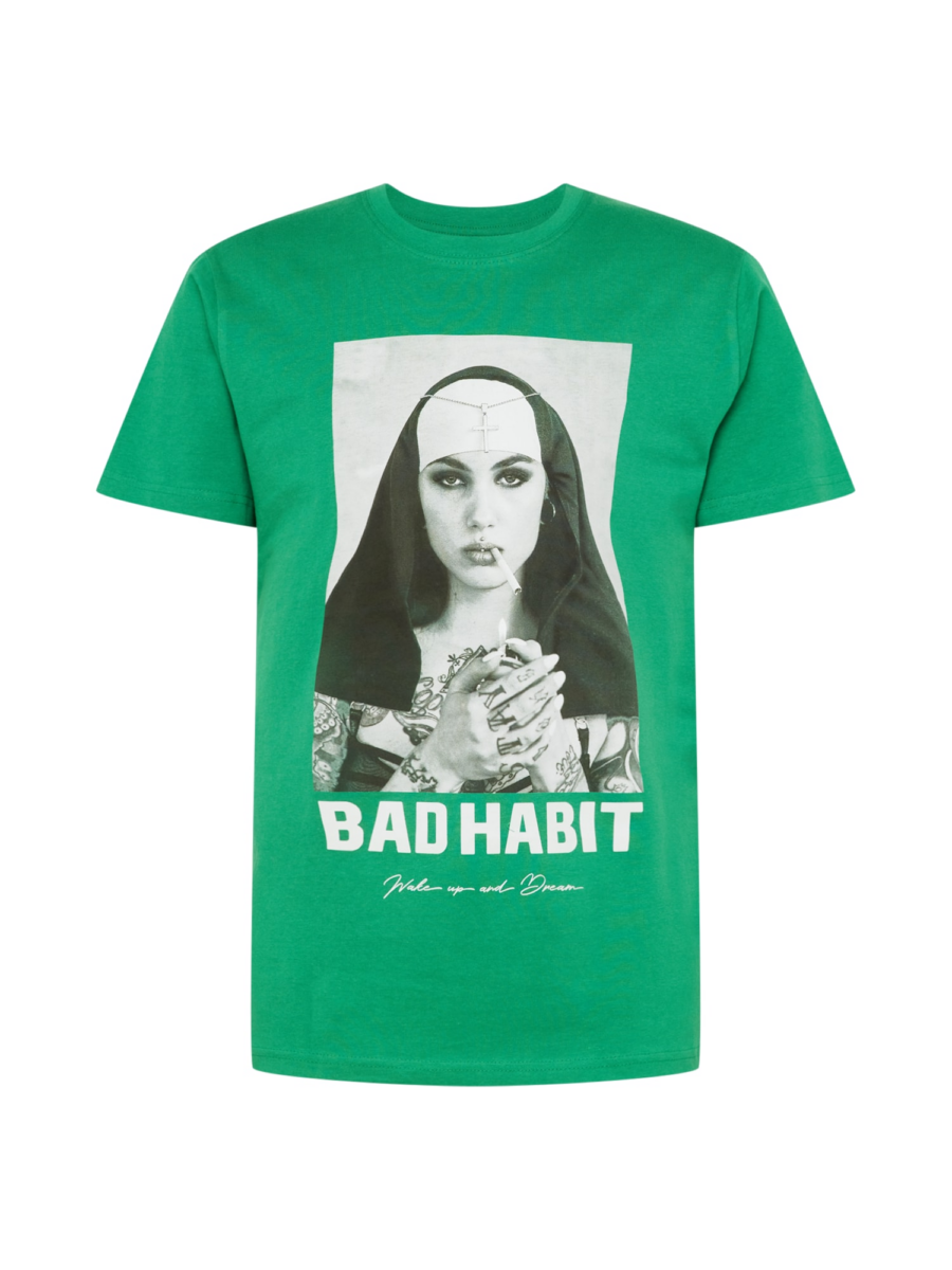 Mister Tee Póló 'Bad Habit'  zöld / fekete / fehér-Hungary