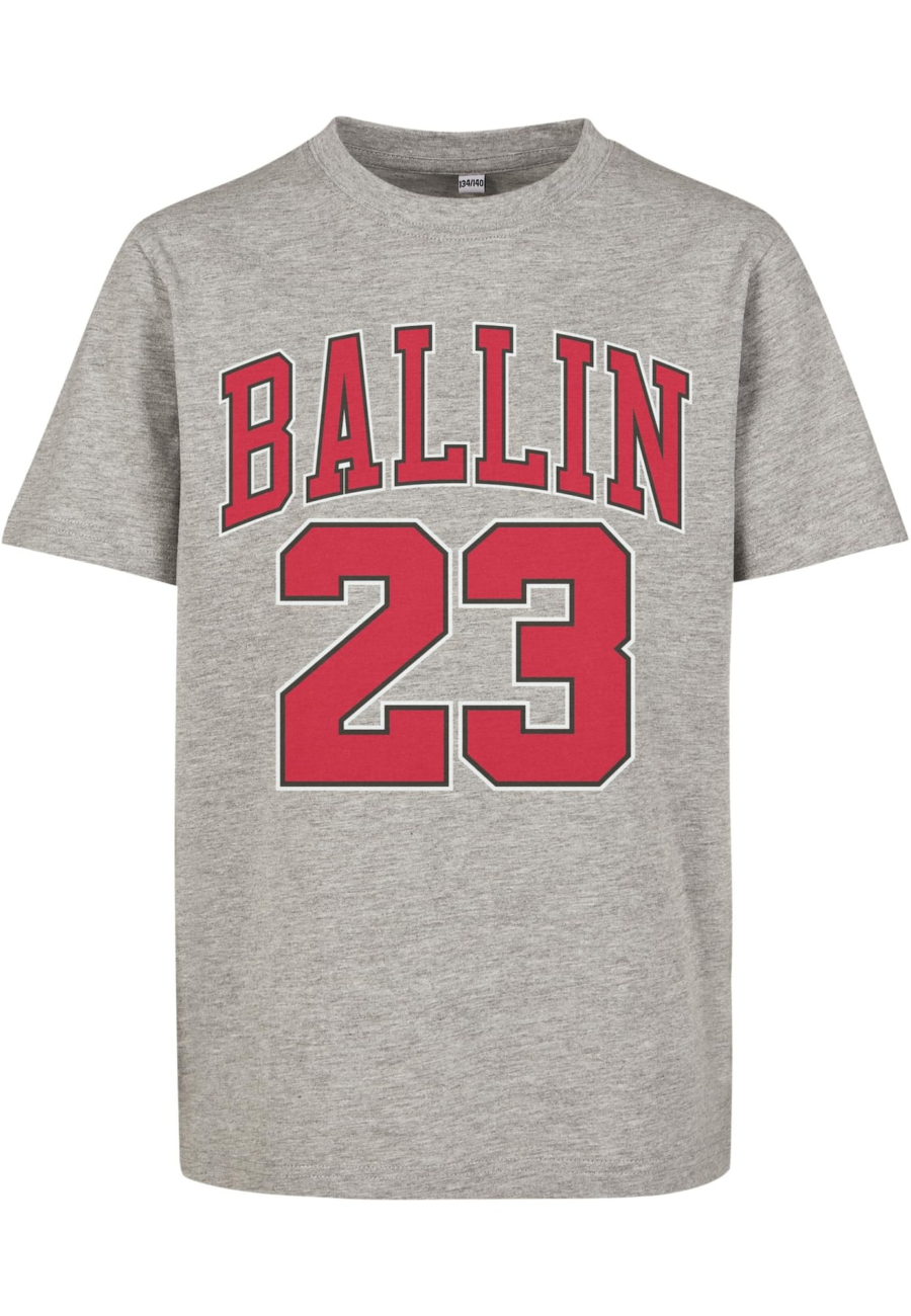Mister Tee Póló 'Ballin 23'  szürke melír / piros / fekete / fehér-Ár