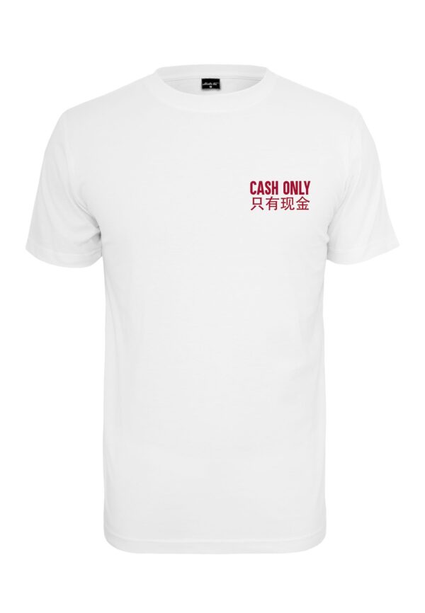 Mister Tee Póló 'Cash Only'  cseresznyepiros / fehér