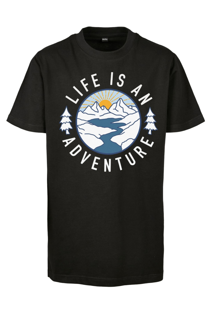 Mister Tee Póló 'Life Is An Adventure'  sötétkék / narancs / fekete / fehér-Hungary