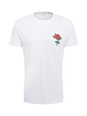 Mister Tee Póló 'Rose'  smaragd / világospiros / fehér