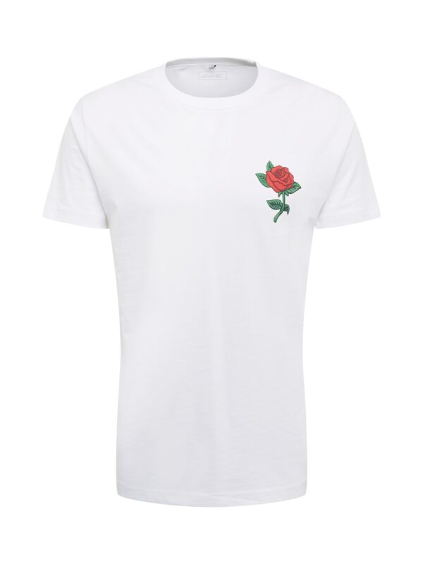 Mister Tee Póló 'Rose'  smaragd / világospiros / fehér