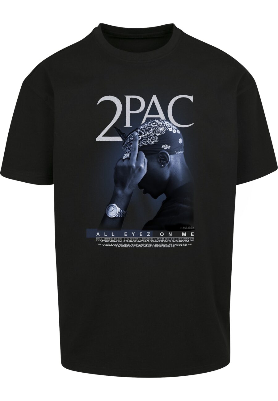 Mister Tee Póló 'Tupac All F*ck the World'  füstkék / világosszürke / fekete-hu