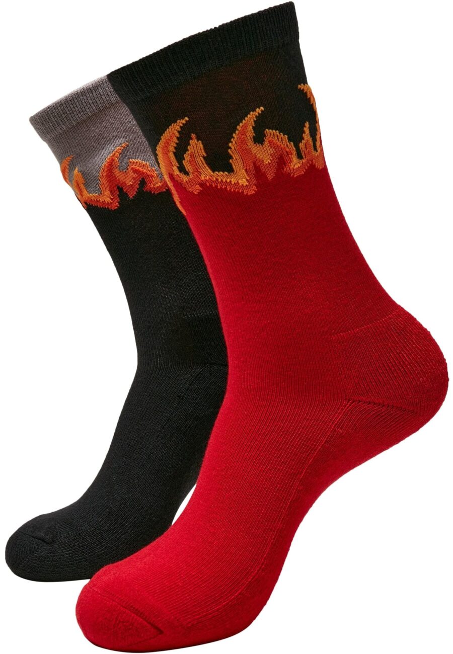 Mister Tee Zokni 'Long Flame'  szürke / narancs / tűzpiros / fekete-hu