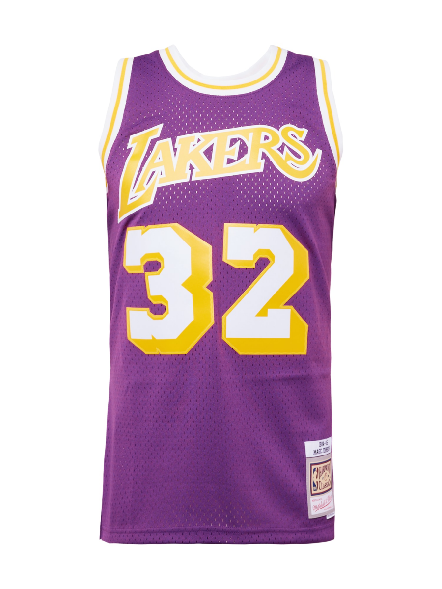 Mitchell & Ness Póló 'LOS ANGELES LAKERS - MAGIC JOHNSON'  aranysárga / padlizsán / fehér-Hungary