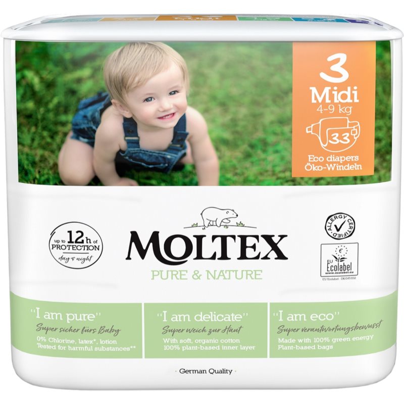 Moltex Pure & Nature Midi Size 3 eldobható ÖKO pelenkák 4-9 kg 33 db-Ár