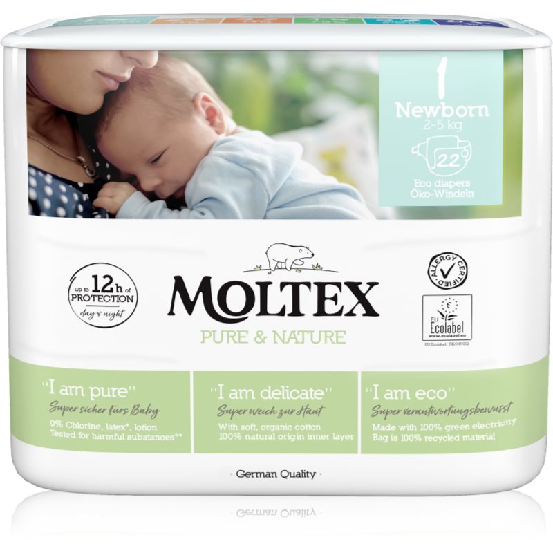 Moltex Pure & Nature Newborn Size 1 eldobható ÖKO pelenkák 2 - 5 kg 22 db-Ár