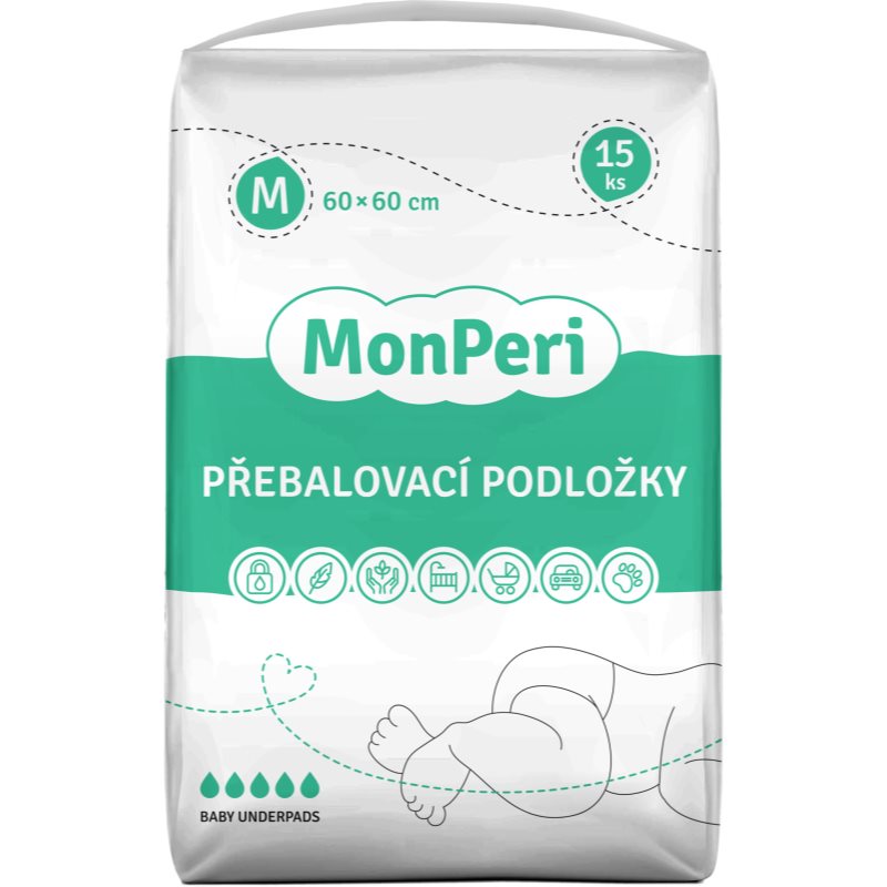 MonPeri Baby Underpads Size M eldobható pelenkázó-alátétek 60x60 cm 15 db-Ár