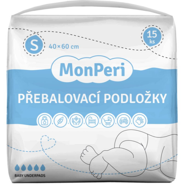 MonPeri Baby Underpads Size S eldobható pelenkázó-alátétek 40x60 cm 15 db-Ár