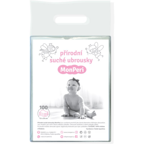 MonPeri Dry Baby Wipes tisztító törlőkendő gyermekeknek születéstől kezdődően 100 db-Ár