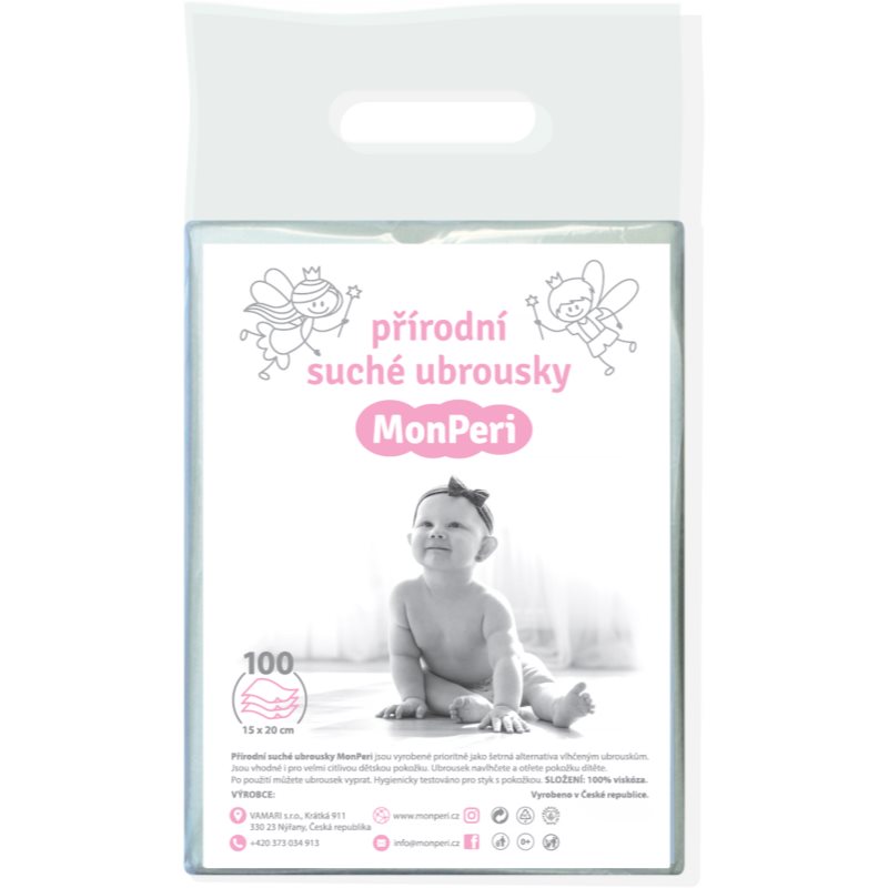 MonPeri Dry Baby Wipes tisztító törlőkendő gyermekeknek születéstől kezdődően 100 db-Ár