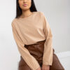 Monochrome beige blouse with long sleeves and round neckline