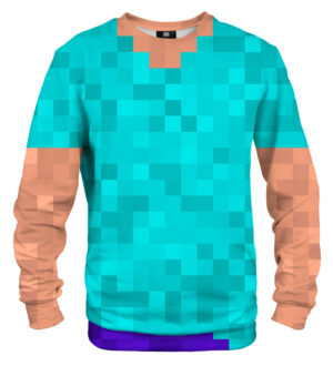 Mr. GUGU és Miss GO Unisex Pixel Steve pulóver S-PC2356