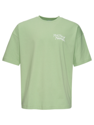 Multiply Apparel Póló 'Banderole'  pasztellzöld / fekete / fehér-Hungary