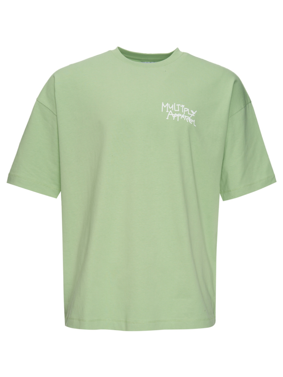Multiply Apparel Póló 'Banderole'  pasztellzöld / fekete / fehér-Hungary