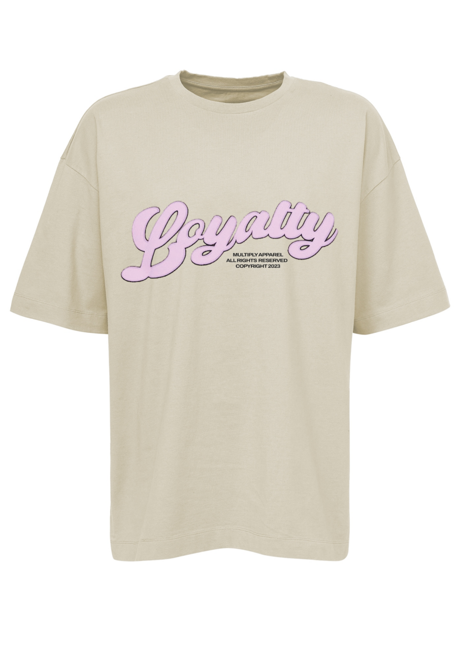 Multiply Apparel Póló 'Loyalty Puff'  barna / rózsaszín / fekete-Ár