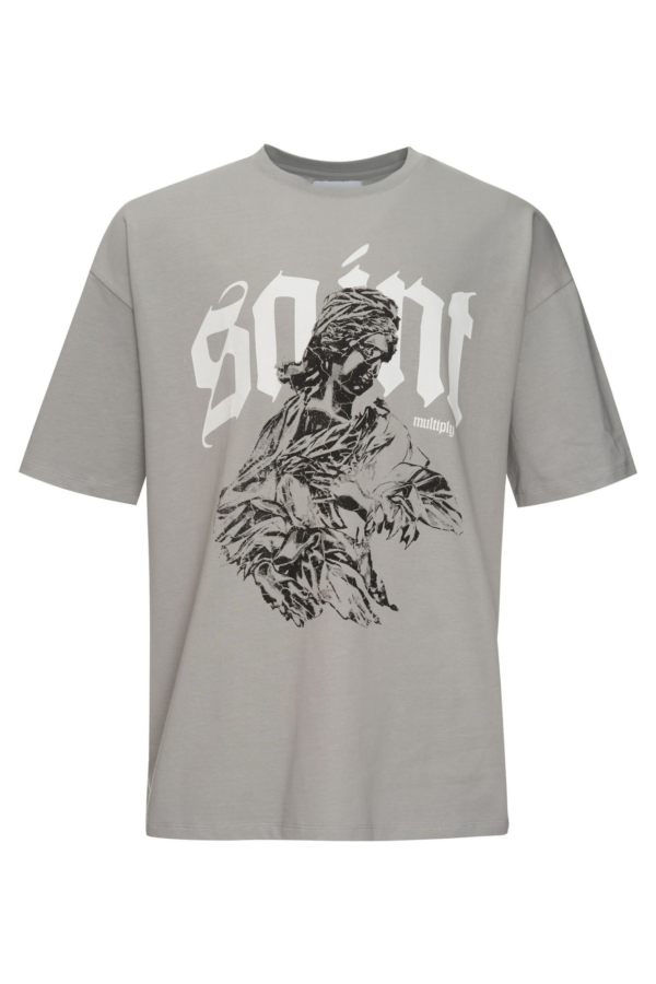 Multiply Apparel Póló 'Saint'  szürke / fekete / fehér-Hungary