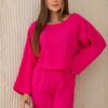 Muslin ensemble blouse + fuchsia trousers