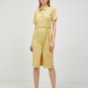 Mustard Shirt Midi Dress with Tiana Ties - Women