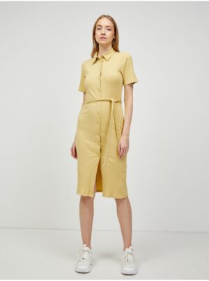 Mustard Shirt Midi Dress with Tiana Ties - Women