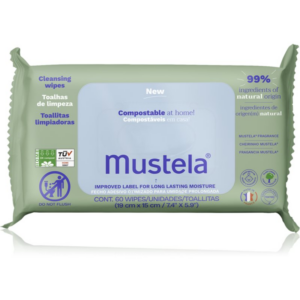 Mustela Compostable at Home Cleansing Wipes tisztító törlőkendő illatosított gyermekeknek születéstől kezdődően 60 db-Ár