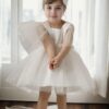 N2401 Dewberry Girls Satin Evening Dress-WHITE