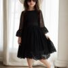 N8712 Dewberry Princess Model Girls Dress with Hat & Lace-BLACK