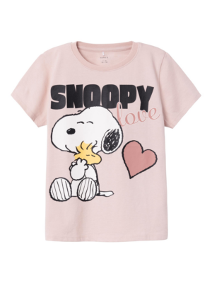 NAME IT Póló 'Nanni Snoopy'  rózsa / fáradt rózsaszín / fekete / fehér-Ár