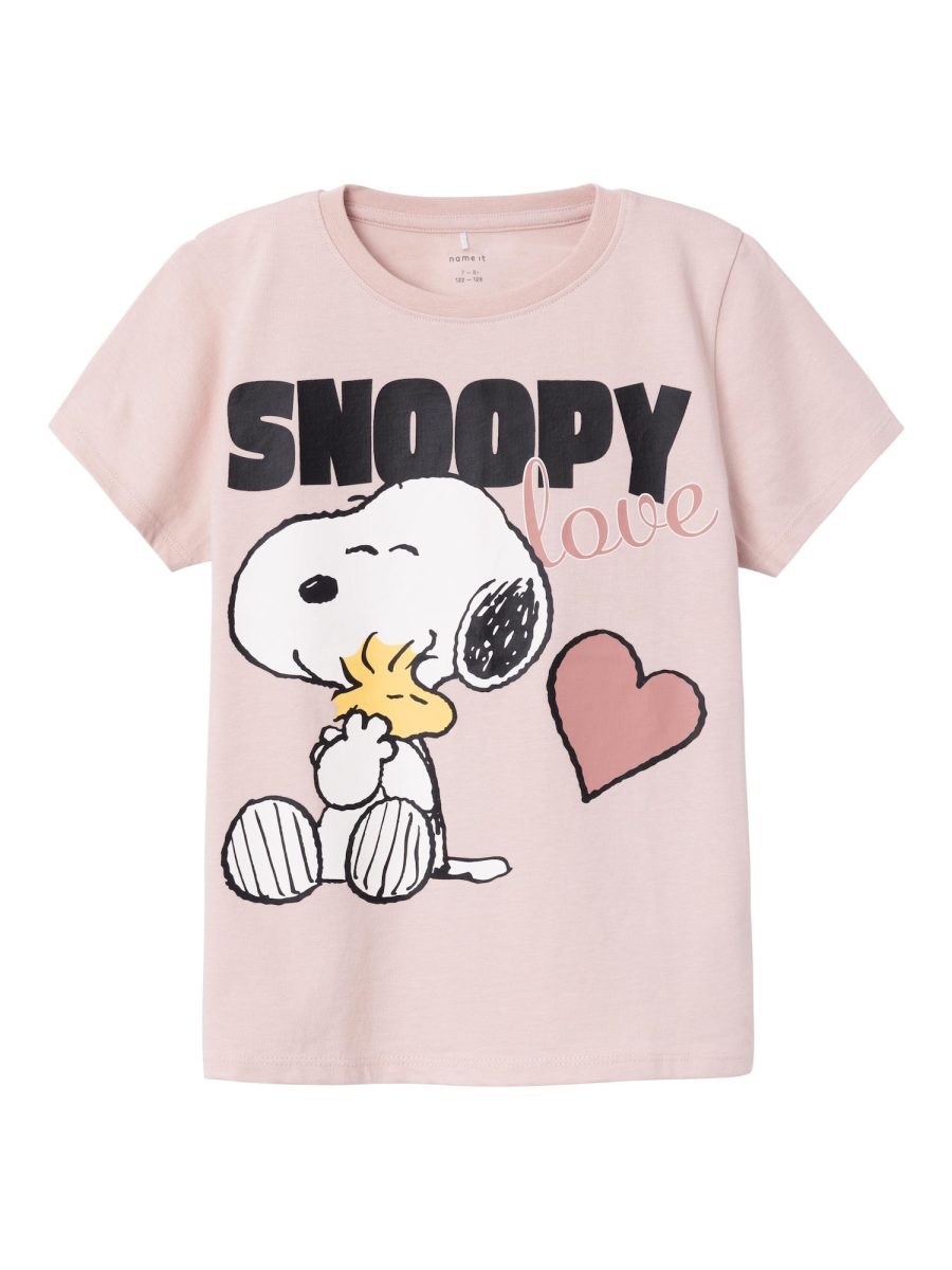 NAME IT Póló 'Nanni Snoopy'  rózsa / fáradt rózsaszín / fekete / fehér-Ár