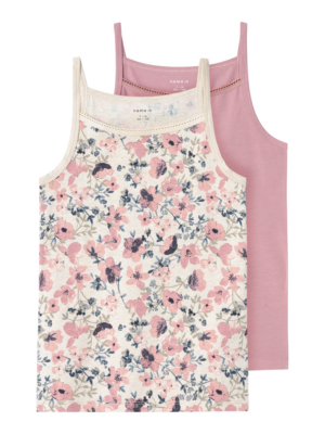 NAME IT Trikó és alsó póló 'Nostagia Flower'  bézs / opál / khaki / fáradt rózsaszín-Ár