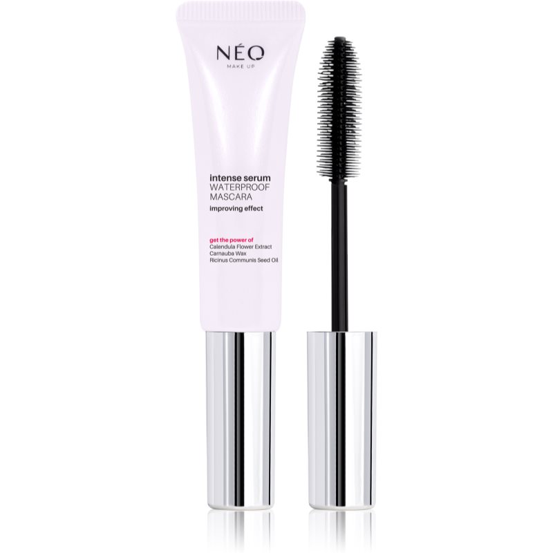 NEO MAKE UP Intense Serum Waterproof Mascara vízálló szempillaspirál a dús és szétválasztott pillákért árnyalat Black 9 ml-Ár