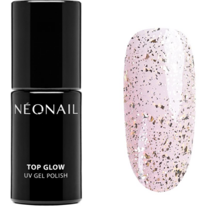 NEONAIL Top Glow zselés fedő körömlakk árnyalat Gold Flakes 7