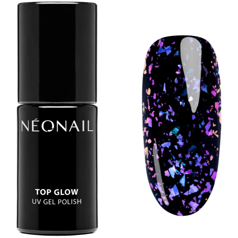 NEONAIL Top Glow zselés fedő körömlakk árnyalat Violet Aurora Flakes 7.2 ml-Ár