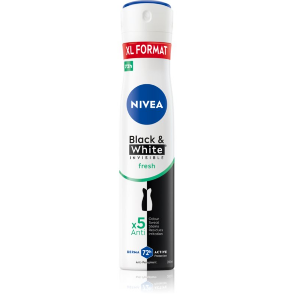 NIVEA Black & White Invisible Fresh + Antibacterial izzadásgátló spray hölgyeknek 200 ml-Ár