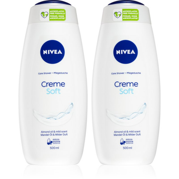 NIVEA Creme Soft ápoló tusoló gél takarékos kiszerelés 2 x 500 ml