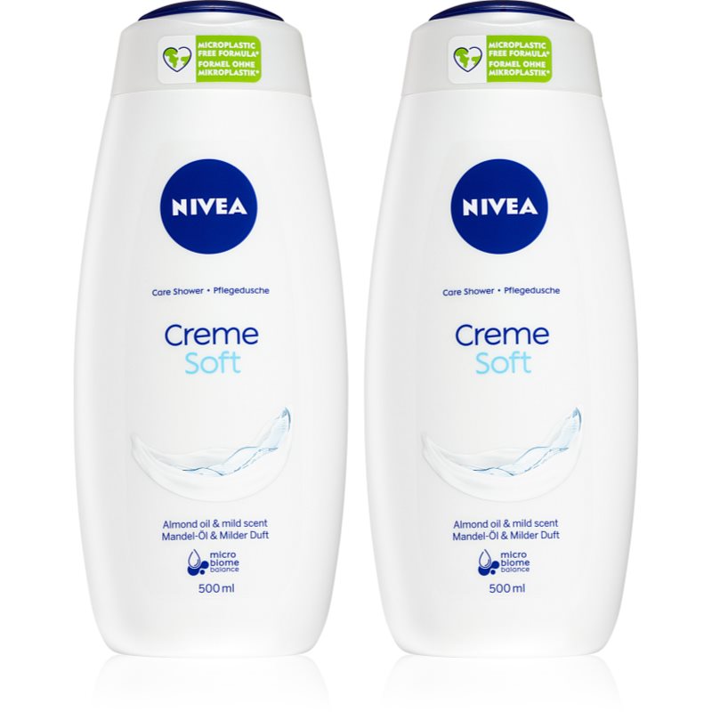 NIVEA Creme Soft ápoló tusoló gél takarékos kiszerelés 2 x 500 ml