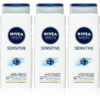 NIVEA MEN Sensitive fürdőgél férfiaknak takarékos kiszerelés 3 x 500 ml