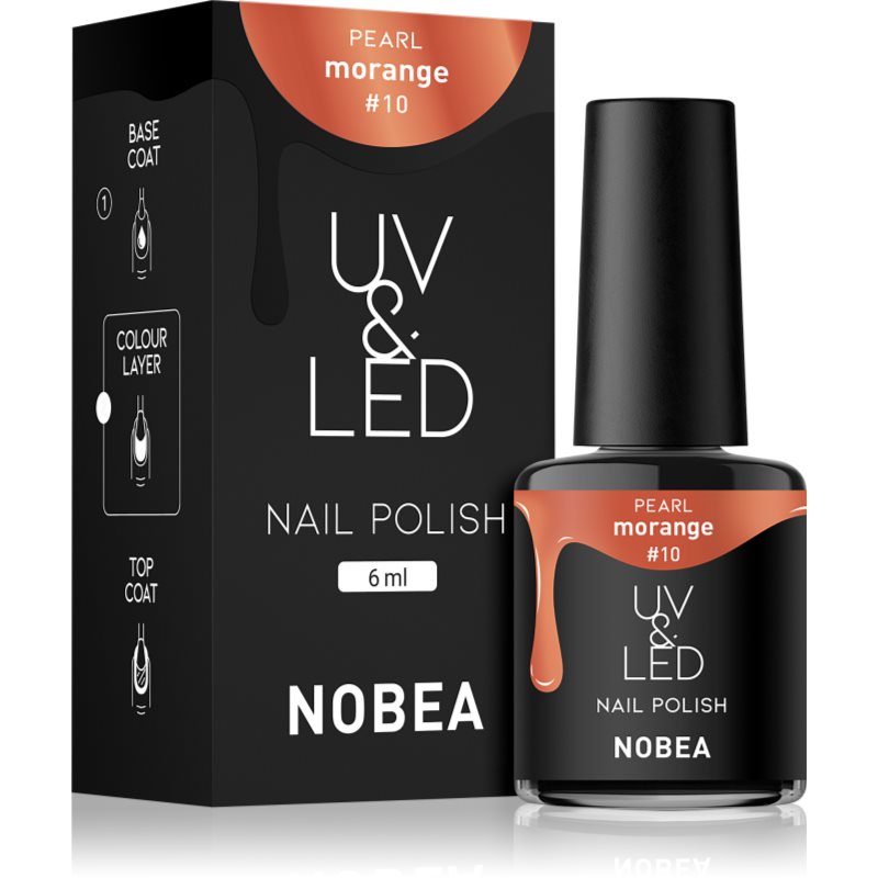 NOBEA UV & LED Nail Polish gél körömlakk UV / LED-es lámpákhoz fényes árnyalat Morange #10 6 ml-ár