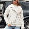 NORFDIMA women's leather jacket with fur white Dstreet