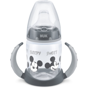 NUK First Choice Mickey Mouse gyakorlóbögre fogantyúval 6m+ Grey 150 ml-Ár