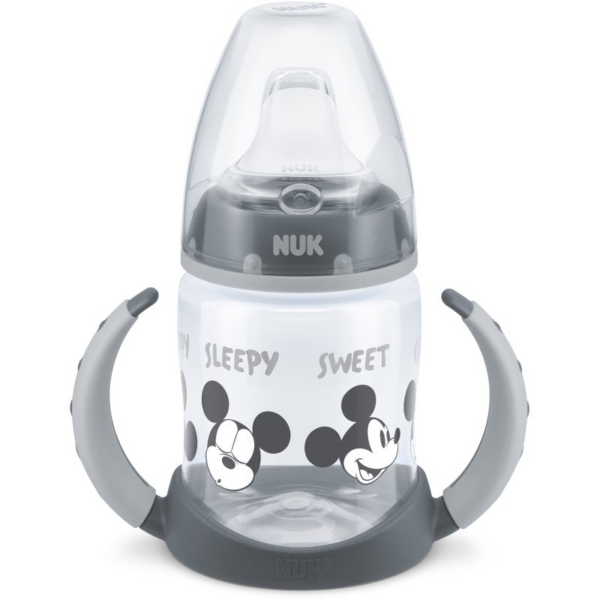 NUK First Choice Mickey Mouse gyakorlóbögre fogantyúval 6m+ Grey 150 ml-Ár