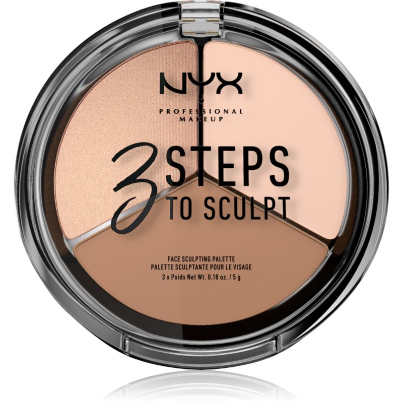 NYX Professional Makeup 3 Steps To Sculpt Púderes highlight és kontúr paletta árnyalat 01 Fair 15 g-Eredeti