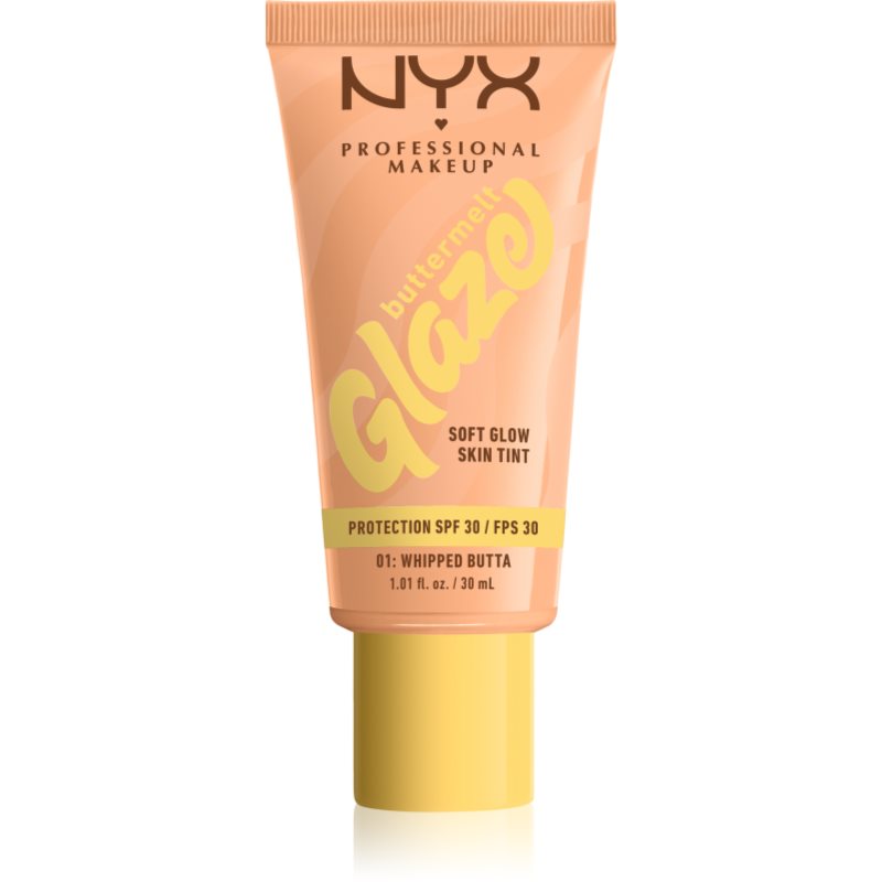 NYX Professional Makeup Buttermelt Glaze világosító tonizáló fluid SPF 30 árnyalat 01 Whipped Butta 30 ml